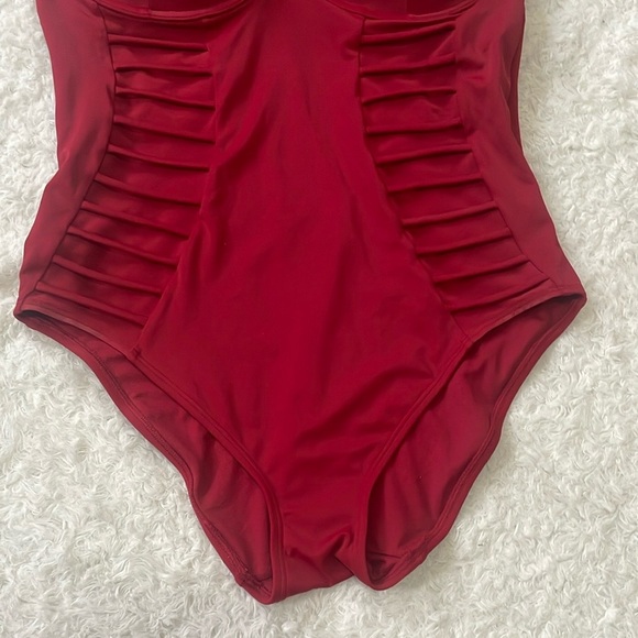 Adore Me Red One-Piece Swimsuit with Plunging V-Neckline - Picture 6 of 10